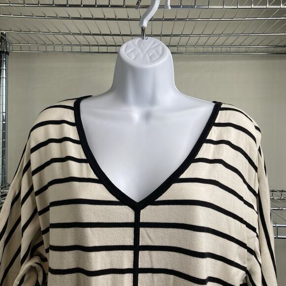 Talbots Women's Striped V Neck‎ Sweater Size 2X Dolman Sleeves Lagenlook Slouchy - Picture 7 of 10